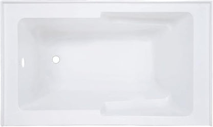 Voltaire 54 x 30 Skirted Left Drain Soaking Alcove Bathtub in Glossy White with Integrated Armrest