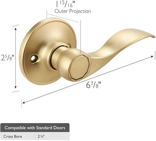 Design House Springdale Dummy Interior Door Lever Handle, Door Hardware, Satin Gold, 6.375 in x 1.94 in x 2.625 in, Item 728873