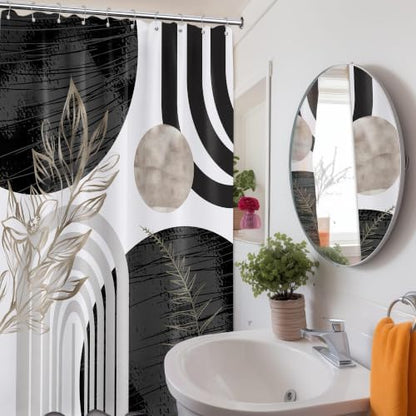 Black and White Shower Curtain, 60X72 in, Mid Century Modern