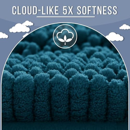 Yimobra Bathroom Rug Mat, Non Slip and Super Absorbent Bath Mat, Machine Washable Quick Dry, Ultra Plush Chenille Shower Rugs for Bathroom Floor Sink Tub and Shower Outside, Peacock Blue, 24 x 17