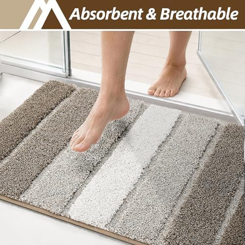COSY HOMEER Bathroom Rugs 24x17,Ultra Soft Absorbent Bath Mat,Brown