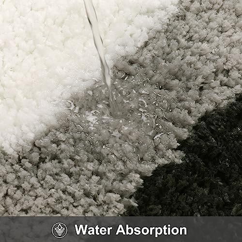 HAOCOO Microfiber Bathroom Runner Rug, 18x47 inch Non Slip Long Rug Runner, Washable Luxury Soft Absorbent Carpet Funny Decor for Shower Kitchen Entryway Bedroom Black/Grey