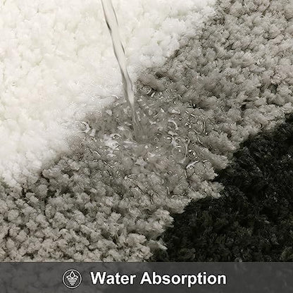 HAOCOO Microfiber Bathroom Runner Rug, 18x47 inch Non Slip Long Rug Runner, Washable Luxury Soft Absorbent Carpet Funny Decor for Shower Kitchen Entryway Bedroom Black/Grey
