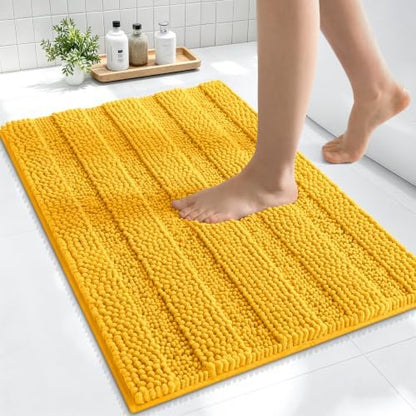 Smiry Thick Small Chenille Bathroom Rugs 24x16, Bath Mat, Golden Yellow