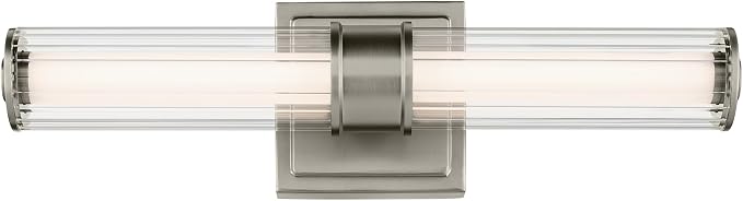 Kichler Laurene LED Bath Bar Light, Brushed Nickel | Linear vanity light with clear fluted glass for bathroom mirrors (18.5" x 5" x 4.25"), 55195NILED