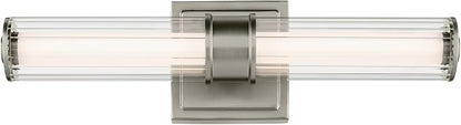 Kichler Laurene LED Bath Bar Light, Brushed Nickel | Linear vanity light with clear fluted glass for bathroom mirrors (18.5" x 5" x 4.25"), 55195NILED