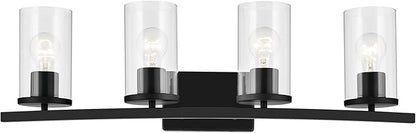 Kichler Crosby 31.25" 4-Light Vanity Light with Clear Glass in Black, for Bathroom, (31.25 x 8.75), 45498BKCLR