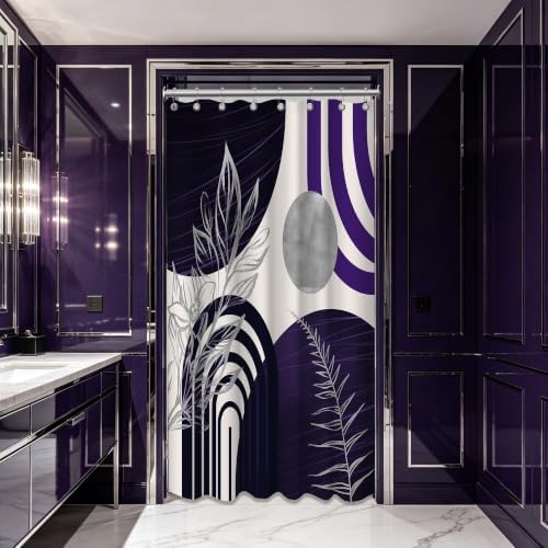 Dark Purple and Grey Stall Shower Curtain, 48X72 in Narrow Small