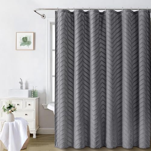 Grey Boho Fabric Shower Curtain 72 x 90 Inches