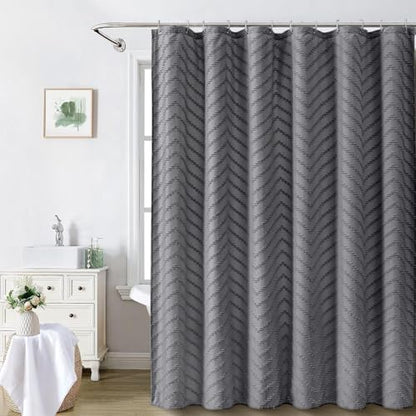 Grey Boho Fabric Shower Curtain 72 x 80 Inches