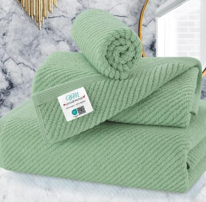 VOOVA & MOVAS 3PC Towel Set, 100% Cotton, Mint Green
