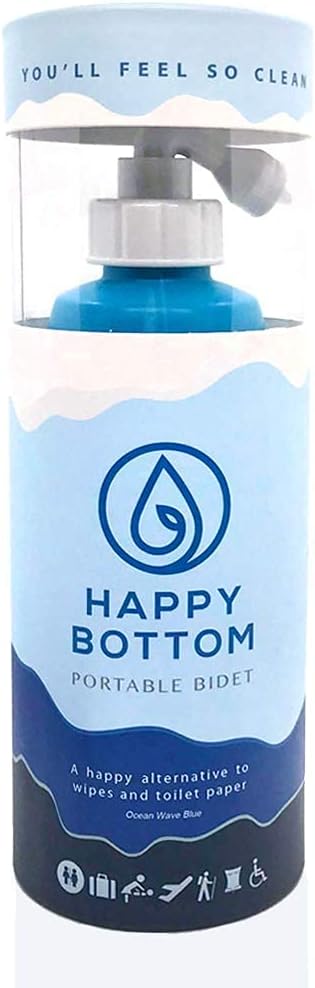 Happy Bottom Portable Bidet | Leak Free Handheld Travel Bidet and Peri Bottle with Angled Nozzle Sprayer | 400 ml Capacity | with Travel Bag