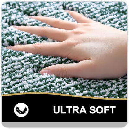 OLANLY Bathroom Rugs 30x20, Absorbent Microfiber Bath Rugs, Blackish Green