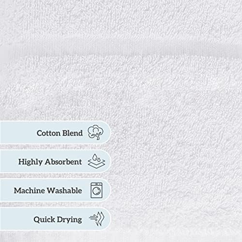 GREEN LIFESTYLE Dobby Border Towel 27x54 Cotton Blend Soft and Plush Crisp Highly Absorbent White Bath Towel Ideal for Home, Hotels, Pools, Spa (Pack of 24)