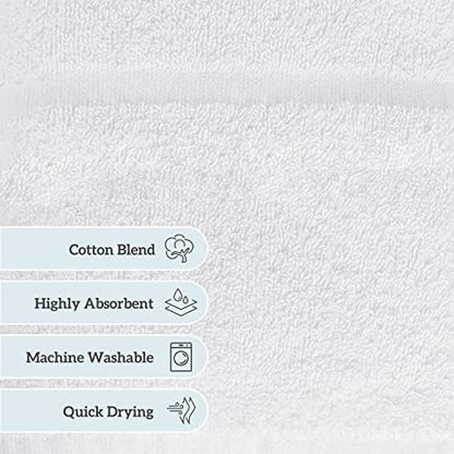 GREEN LIFESTYLE Dobby Border Towel 27x54 Cotton Blend Soft and Plush Crisp Highly Absorbent White Bath Towel Ideal for Home, Hotels, Pools, Spa (Pack of 24)