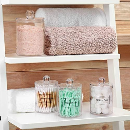 3 Pack Acrylic Qtip Holder Dispenser for Cotton Swabs, Balls, Floss Picks