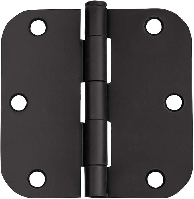 Design House 188912 5/8-inch Radius Steel Door Hinge Door Hardware Door Hinges for Interior Doors, 3-1/2-inch x 3-1/2-inch, Matte Black, 40-Pack