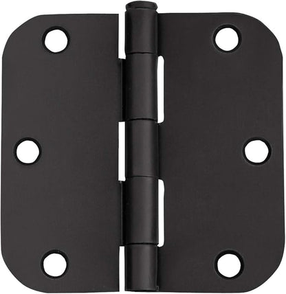 Design House 188912 5/8-inch Radius Steel Door Hinge Door Hardware Door Hinges for Interior Doors, 3-1/2-inch x 3-1/2-inch, Matte Black, 40-Pack