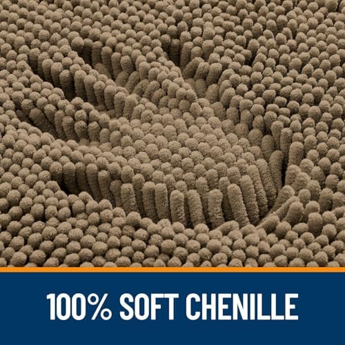 OLANLY Chenille Bathroom Rugs Mats Sets 2 Piece, 36"x24"+30"x20", Tan