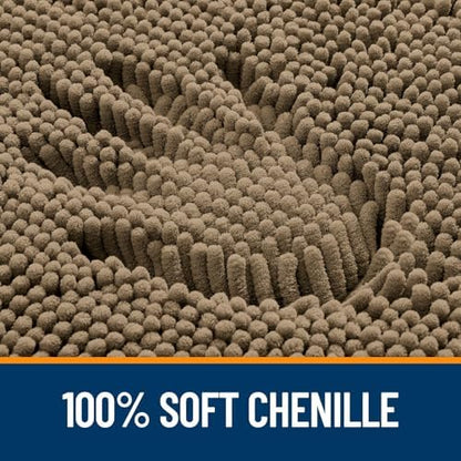 OLANLY Chenille Bathroom Rugs Mats Sets 2 Piece, 36"x24"+30"x20", Tan
