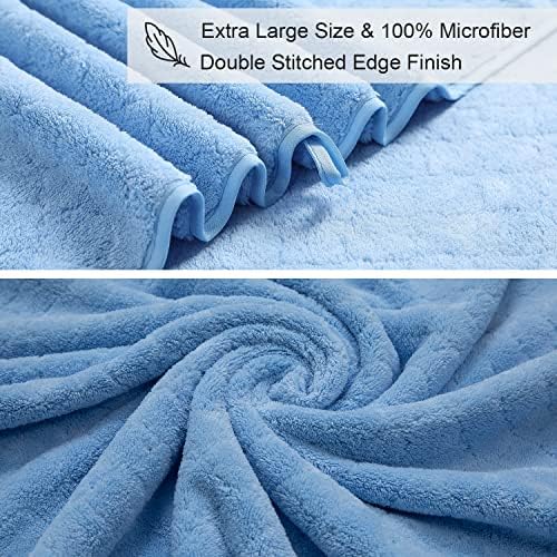 8-Piece Blue Bath Towels Set,2 Oversized Large Bath Towels Sheet,2 Hand Towels and 4 Washcloths - 600 GSM Soft Luxury Towel Set,Highly Absorbent Quick Dry Towel Collection for Bathroom,Hotel and Spa