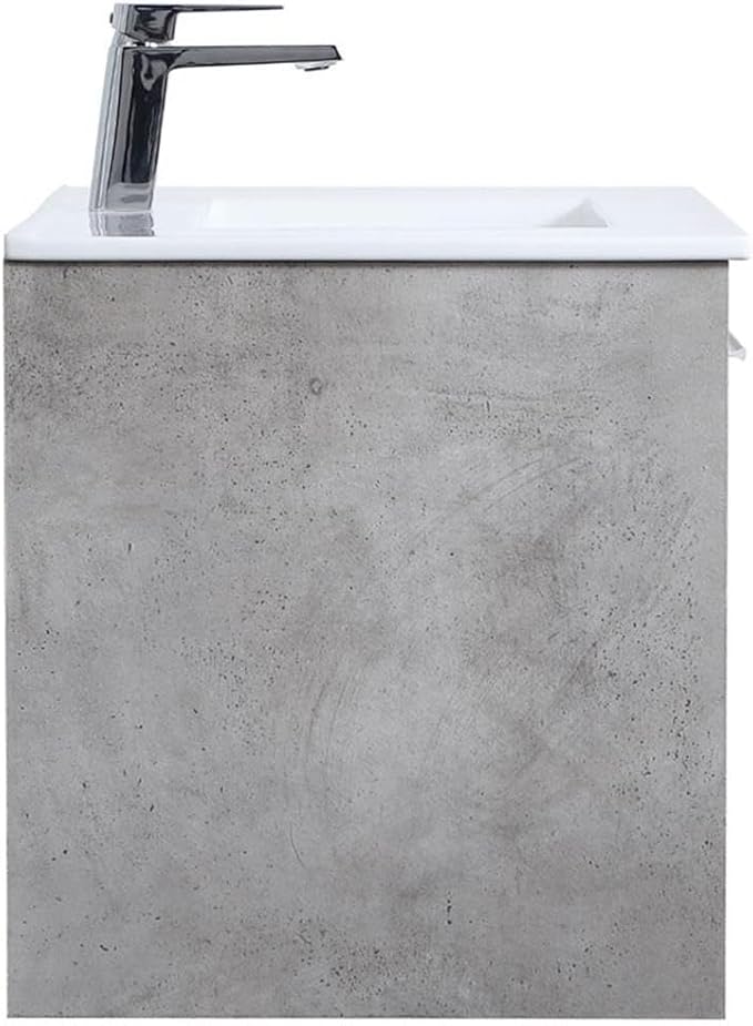 Elegant Decor Kasper 30" Single Porcelain Top Floating Bathroom Vanity in Gray