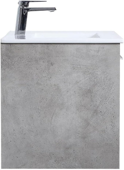 Elegant Decor Kasper 30" Single Porcelain Top Floating Bathroom Vanity in Gray