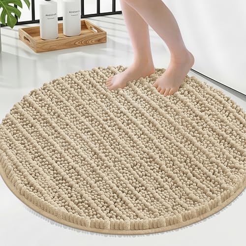 Smiry Bathroom Rugs Round 24X24, Extra Soft Rubber Backing Bath Mats