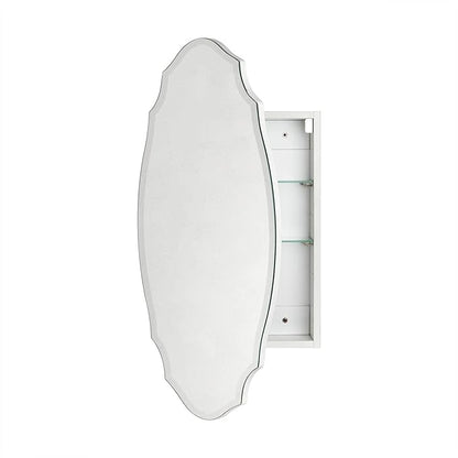 TOMACE Frameless Assymetrical Oval Medicine Cabinet with Beveled Mirror Irregular Surface Bathroom Medicine Cabinet Mirror with Storage for Bathroom, 20'' W x 30'' H