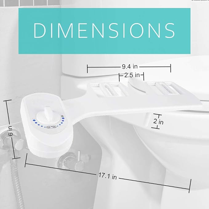 Non-Electric Bidet Toilet Seat Attachment for Superior Personal Hygiene | Easy DIY Install, Adjustable Water Pressure, Saves TP | Fits Standard 15/16" Toilets