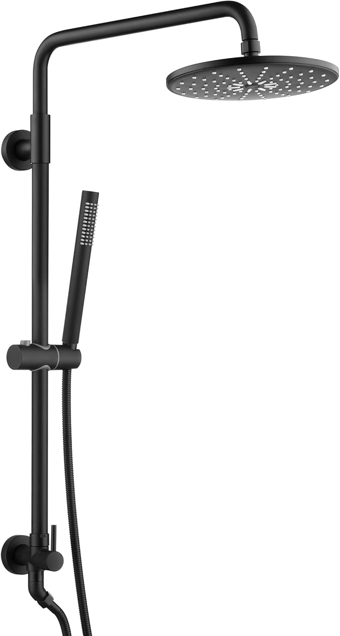 SUMERAIN Black Retrofit Hand Shower System with 9" Rain Shower Head | Brass, Easy DIY Installation for Remodel, Adjustable Slide Bar
