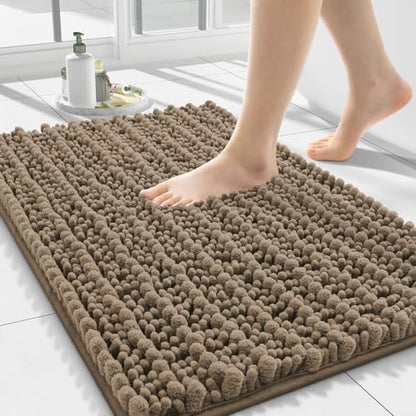 Smiry Bathroom Rugs 24X16, Extra Soft Rubber Backing Chenille Bath Mats