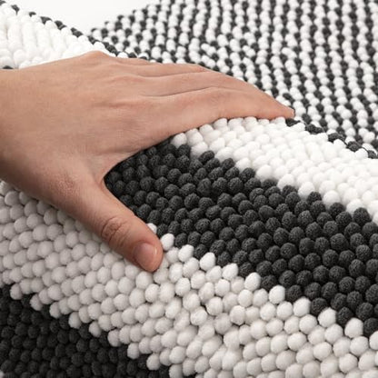 BSICPRO Large Bathroom Rugs Runner, 20x47 Chenille Bath Mats, Dark Grey