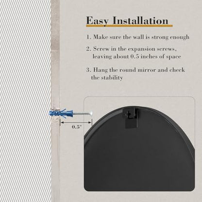 NEWBULIG 30 Inch Round Bathroom Mirror, Wall Mount Vanity Mirror