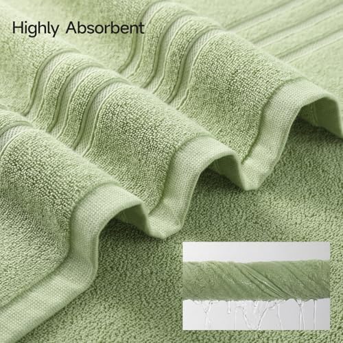 REDKISS Sage Towels Set 6 Piece Cotton Towel Sets with 2 Bath Towels, 2 Hand, 2 Washcloths, 650GSM Hotel Quality, Soft, Highly Absorbent Towels for Bathroom Gym, Ideal Everyday Use