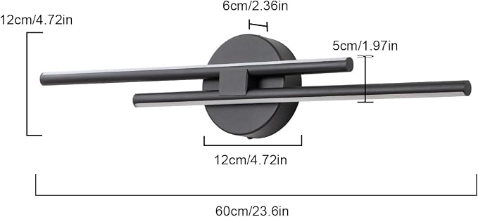 EDISLIVE Dimmable Modern LED Vanity Light Fixtures Bathroom Vanity Wall Lighting, 23.6 in Mirror Vanity Lighting Fixtures for Bathroom Bedroom Makeup Living Room,3000K Warm Light(Black)