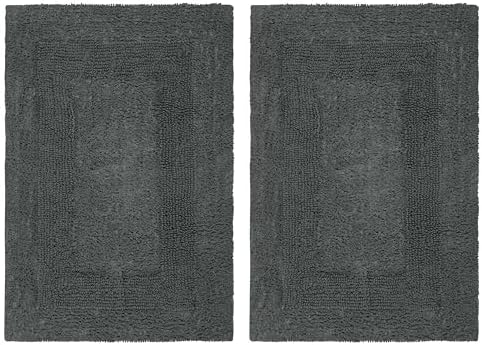 COTTON CRAFT Bath Rugs - 2 Pack Large 20x30 Soft Plush Bath Mats - Charcoal