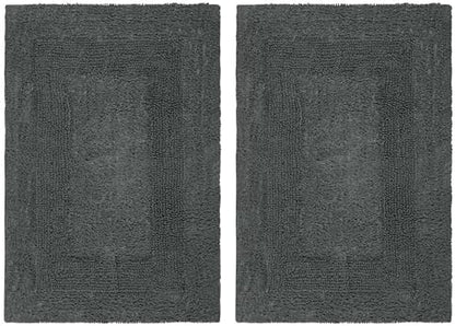 COTTON CRAFT Bath Rugs - 2 Pack Large 20x30 Soft Plush Bath Mats - Charcoal
