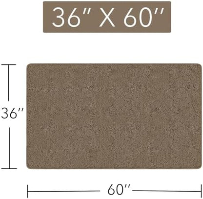 Yeaban Chenille Taupe Bathroom Rug 36"x60",Non-Slip Rubber Backing