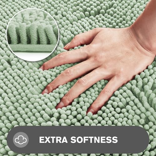 Sea Foam Bathroom Rugs – Absorbent and Washable Bath Mat, Non-Slip, Thick Soft Chenille Bath Rugs for Bathroom Floor, Shower, Sink - 20" x 32"