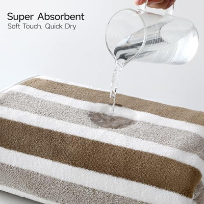 REDKISS 6-Piece Microfiber Bath Towel Set, Ultra Soft, Highly Absorbent & Quick Dry, 35x70 Inch Oversized, Brown Towels for Bathroom, Spa, Gym, 2 Bath 2 Hand 2 Washcloths