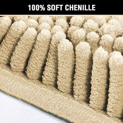 H.VERSAILTEX Bath Mat Bathroom Rug Bath Rugs for Bathroom Non Slip Bath Mats Extra Thick Chenille Rug 17" x 24" Absorbent Soft Shaggy Washable Dry Fast Plush Rugs for Bathtubs - Beige