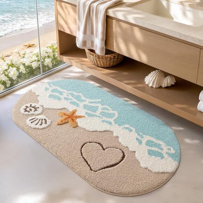 LUMI Beach Bathroom Rug Soft Microfiber Absorbent Bath Mat 24x44