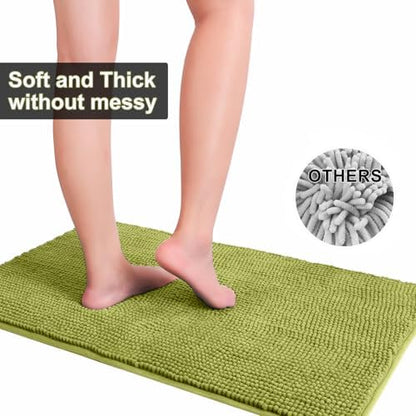 Urvoix Bathroom Rugs Sets 3 Piece, Chenille Bath Mat Set, Moderate Olive
