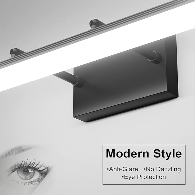 Aipsun Modern LED Vanity Light Adjustable Bathroom Light Fixtures Over Mirror Rotatable Vanity Lighting 5500K 40 inch Black