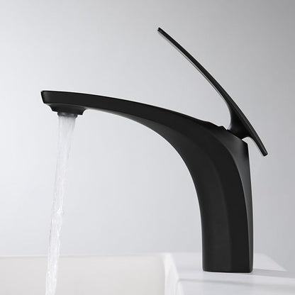 Single Handle Bathroom Faucets Brass Single Hole Faucet for Bathroom Sink Hot Cold Black