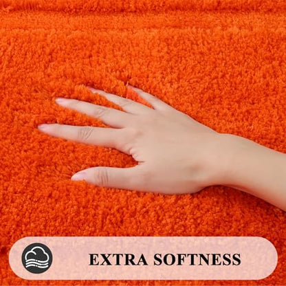 SHACOS Soft Microfiber Bathroom Rugs Set of 2 Pieces, Orange