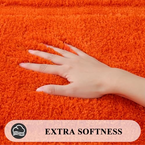 SHACOS Soft Microfiber Bathroom Rugs Set of 2 Pieces, Orange