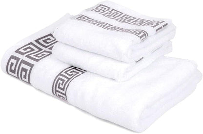 Highly Absorbent Embroidered Bath Towel Set of 3, 100% Cotton Bath Towels