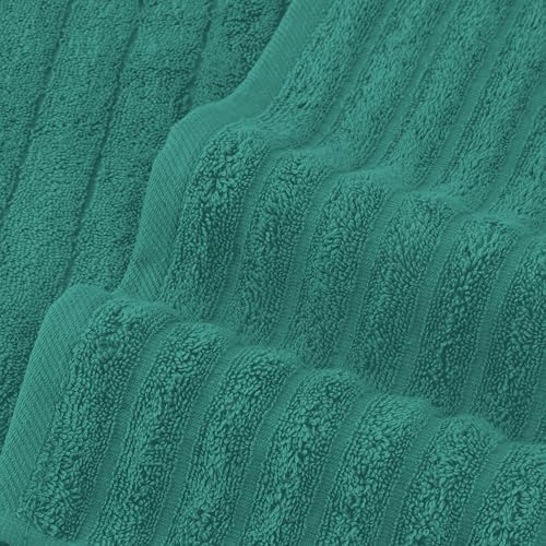 Elegant Comfort 100% Turkish Cotton Corduroy Ribbed Luxury Bath Towels 6-Piece Set, Premium Feel - Quick Dry, Highly Absorbent, Contains 2 Bath, Hand Towels & Washcloths, Turquoise (Pack of 4)